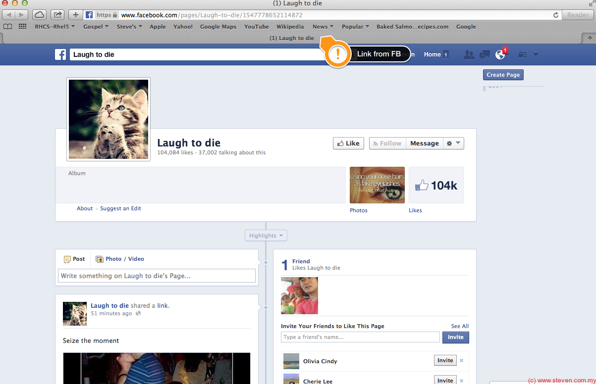 facebook home screen on screen