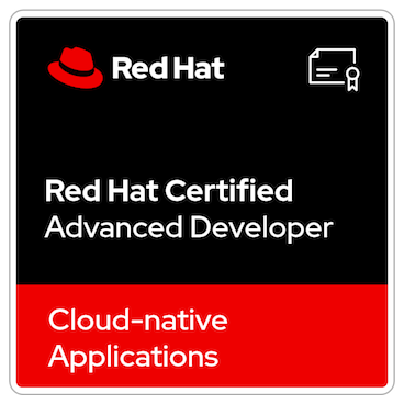 Red Hat Certified Advanced Developer in Cloud-native Applications badge