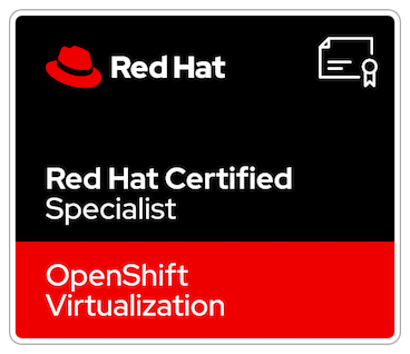 Red Hat Certified Specialist in OpenShift Virtualization badge